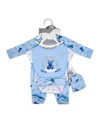 Baby Boys Prince Bear 5 Piece Layette Gift Set