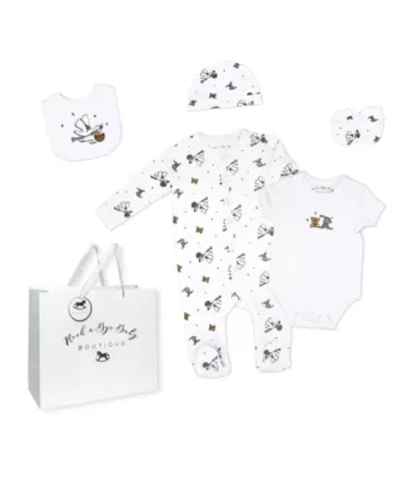 Baby Boys and Girls Stork 5 Piece Layette Gift Set