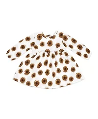 Baby Girls 3 Piece Brown Daisy Crinkle Look Dress