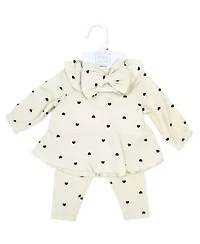 Baby Girls Tiny Hearts 3 Piece Top, Leggings, and Headband Set