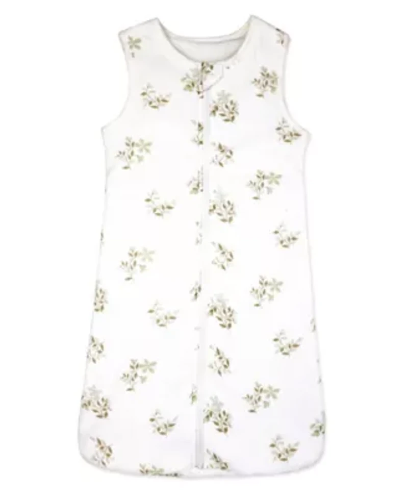 Baby Boys and Girls Cotton Muslin Tan Sprigs Zippered Sleep Sack