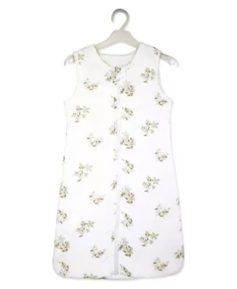 Baby Boys and Girls Cotton Muslin Tan Sprigs Zippered Sleep Sack