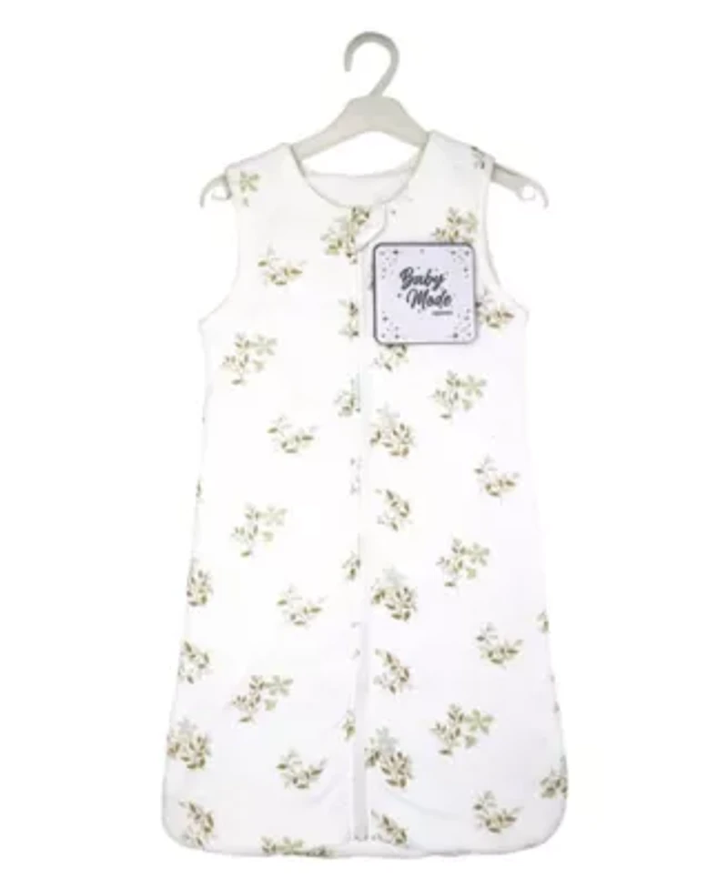 Baby Boys and Girls Cotton Muslin Tan Sprigs Zippered Sleep Sack