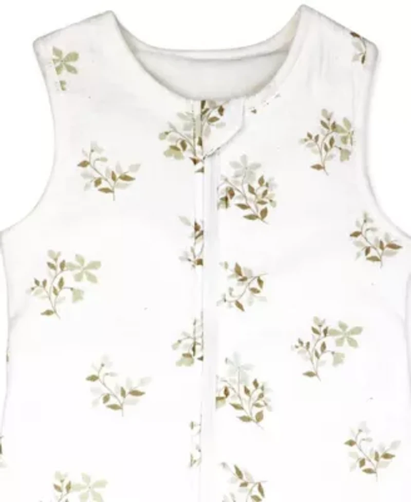 Baby Boys and Girls Cotton Muslin Tan Sprigs Zippered Sleep Sack