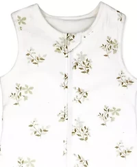 Baby Boys and Girls Cotton Muslin Tan Sprigs Zippered Sleep Sack