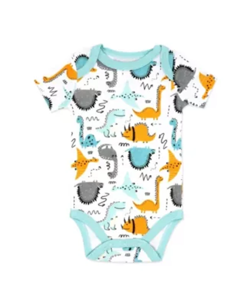 Baby Boys Dino 5 Piece Bodysuit, Pants, Bib, and Socks Set