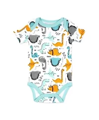 Baby Boys Dino 5 Piece Bodysuit, Pants, Bib, and Socks Set