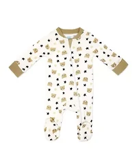 Baby Neutral My Family Loves Me 4 Piece Bodysuit, Pants, Footed Sleeper, and Bib Set