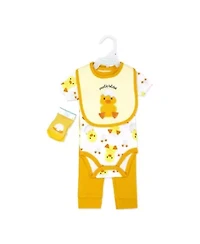 Baby Neutral Recently Hatched 5 Piece Bodysuit, Pants, Bib, and Socks Set