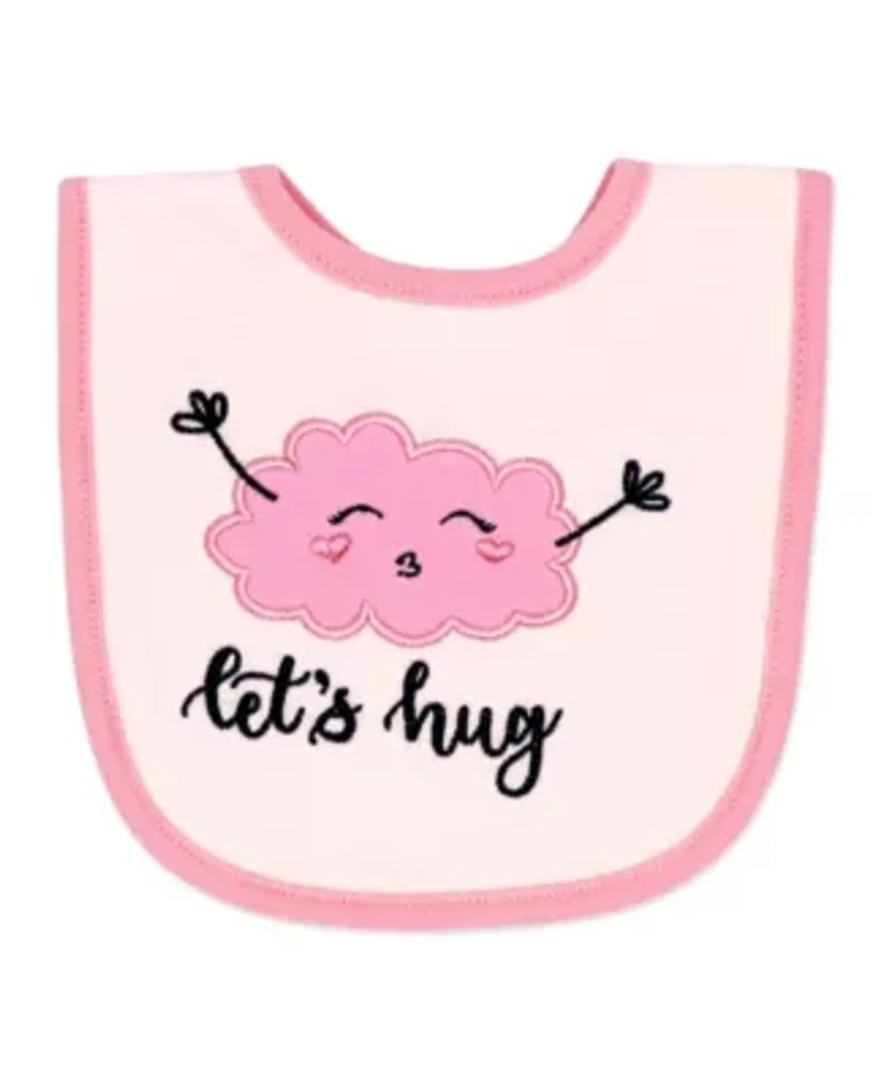 Baby Girls Let's Hug 5 Piece Bodysuit, Pants, Bib, and Socks Set