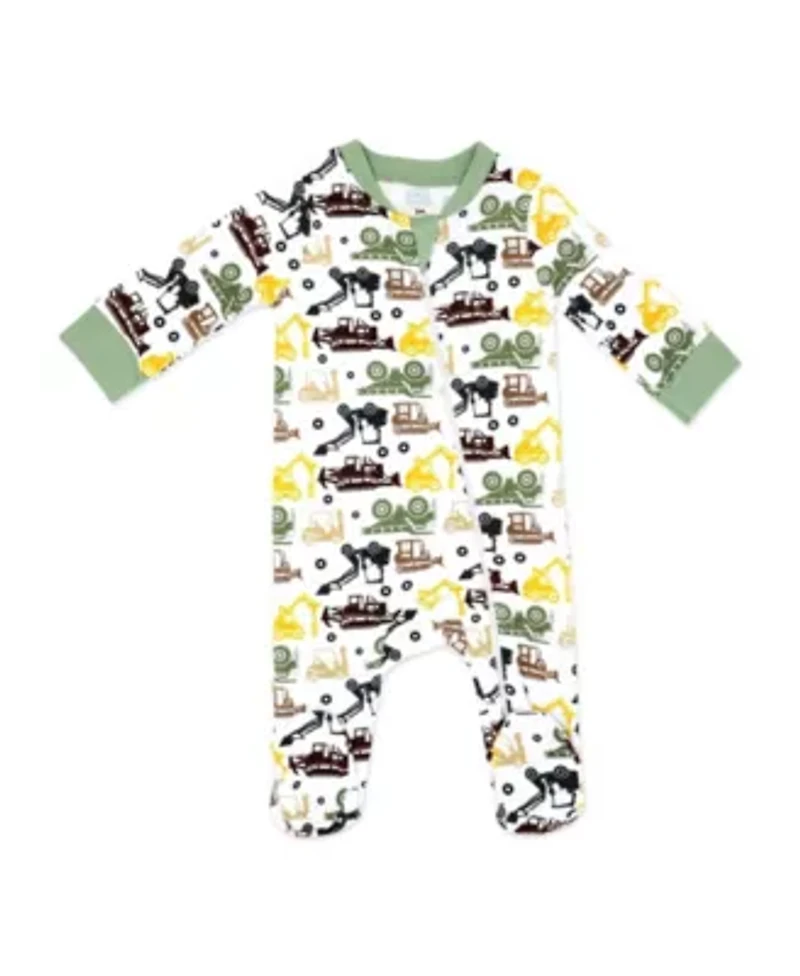 Baby Boys Dirt Magnet Construction 4 Piece Bodysuit, Pants, Footed Sleeper, and Bib Set