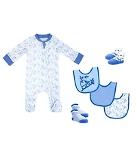 Baby Girls 6 Piece Footed Sleeper, Bibs, and Socks Set