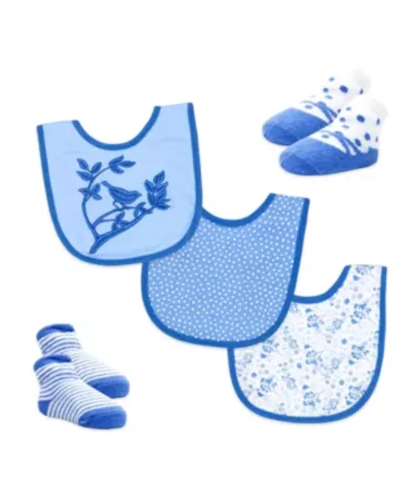 Baby Girls 6 Piece Footed Sleeper, Bibs, and Socks Set