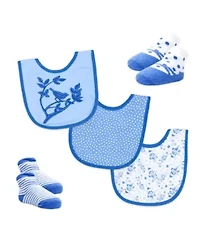 Baby Girls 6 Piece Footed Sleeper, Bibs, and Socks Set