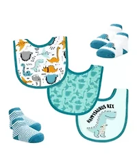 Baby Boys 6 Piece Footed Sleeper, Bibs, and Socks Set