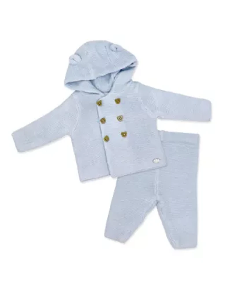 Baby Boys 2 Piece Blue Jacket and Trouser Knitted Set