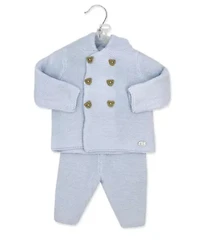Baby Boys 2 Piece Blue Jacket and Trouser Knitted Set