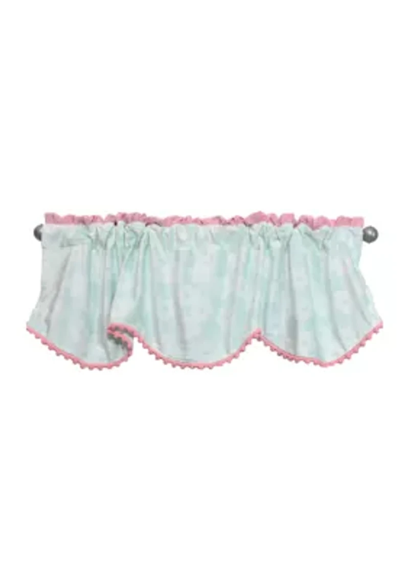 Baby Girls Nursery Aqua and Pink Plush Window Valance