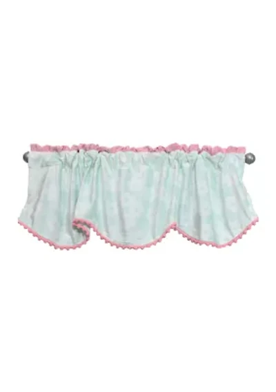 Baby Girls Nursery Aqua and Pink Plush Window Valance