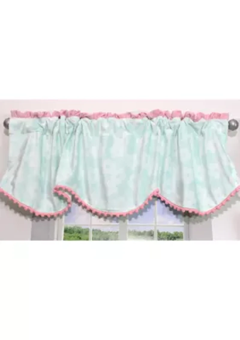 Baby Girls Nursery Aqua and Pink Plush Window Valance