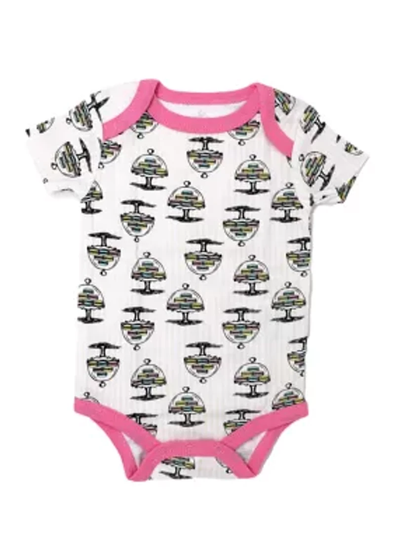Baby Girls Macaron 4 Piece Box Set, Includes Bodysuit, Pant, Socks and Bib