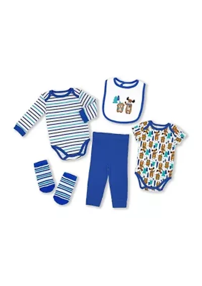Baby Boys and Girls 5 Piece Moose Layette