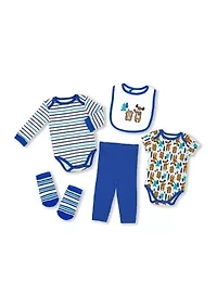 Baby Boys and Girls 5 Piece Moose Layette
