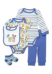Baby Boys and Girls 5 Piece Moose Layette