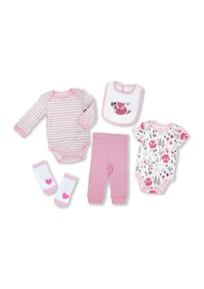 Baby Girls 5 Piece Fox Layette