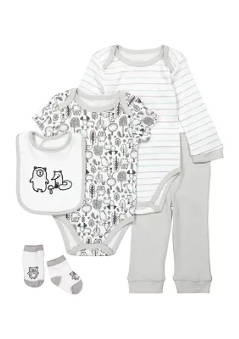 Baby Boys and Girls 5 Piece Woodland Layette