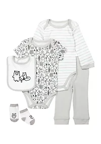 Baby Boys and Girls 5 Piece Woodland Layette
