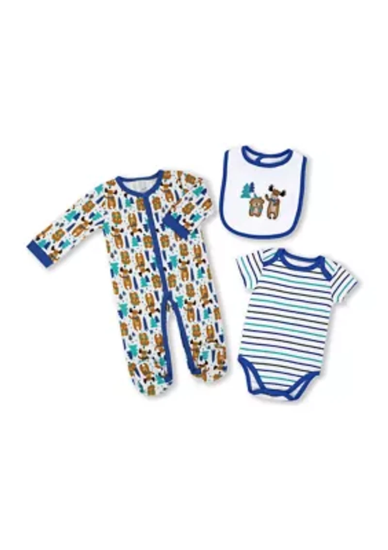Baby Boys and Girls 3 Piece Moose Layette