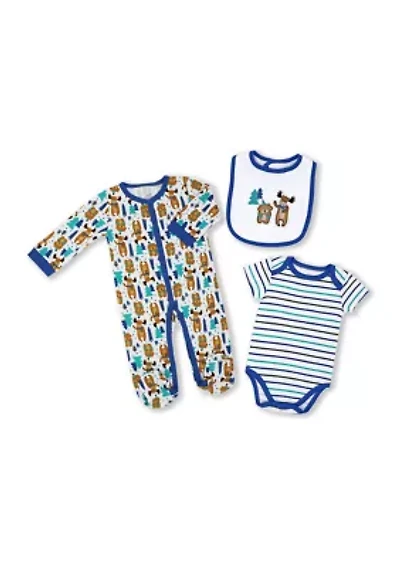 Baby Boys and Girls 3 Piece Moose Layette