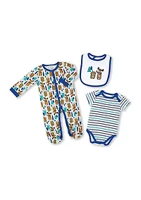 Baby Boys and Girls 3 Piece Moose Layette