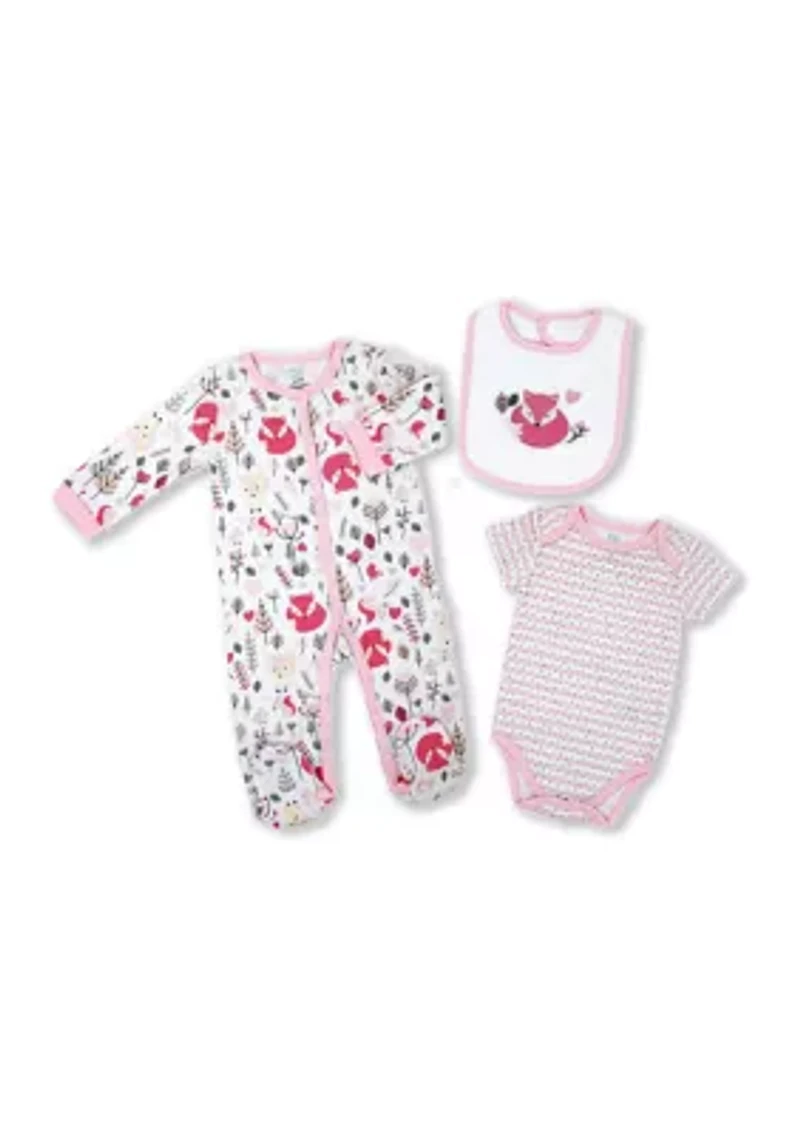 Baby Girls 3 Piece Fox Layette