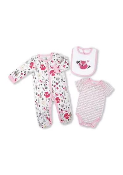 Baby Girls 3 Piece Fox Layette