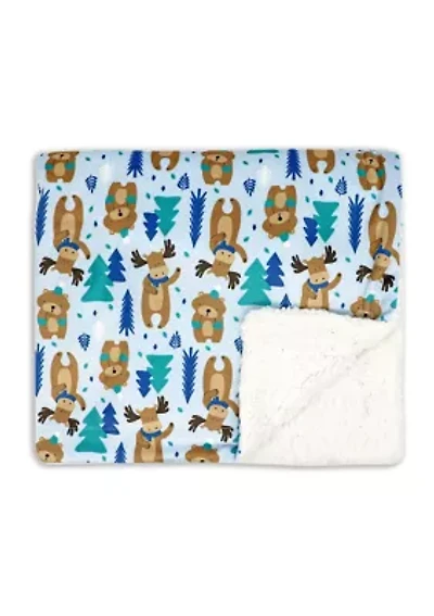 Baby Boys and Girls Moose Bear Minky Sherpa Blanket