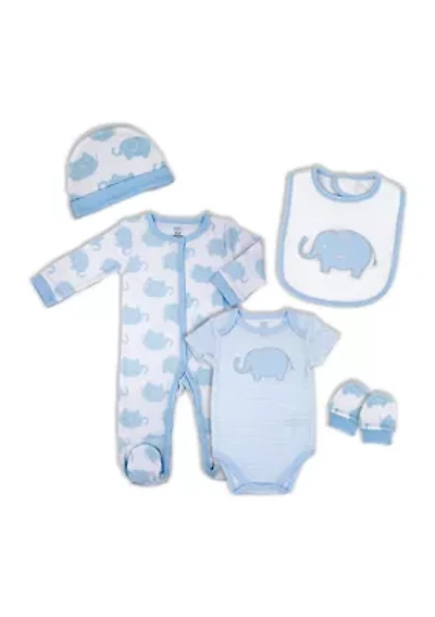 Baby Boys 5 Piece Elephant Layette, Blue