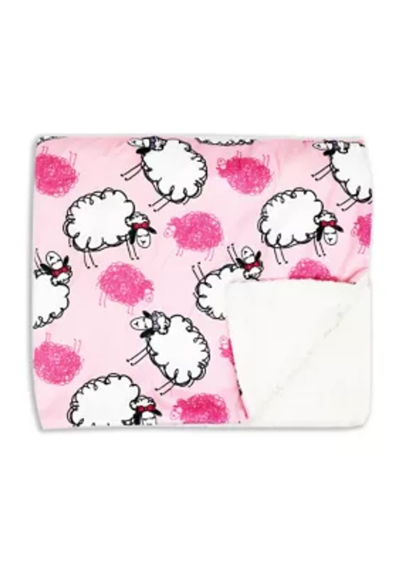 Baby Girls Sheep Minky Sherpa Blanket