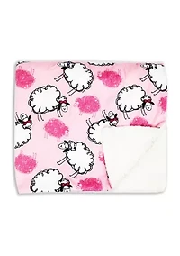 Baby Girls Sheep Minky Sherpa Blanket