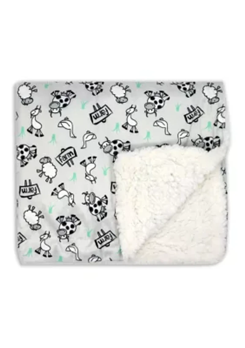 Baby Boys and Girls Farm Minky Sherpa Blanket