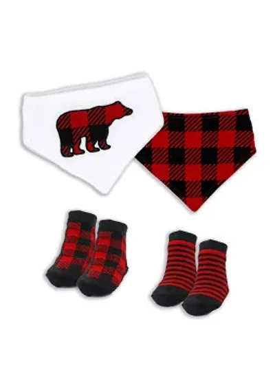 Baby Boys and Girls 3 Piece Buffalo Check Accessory Set