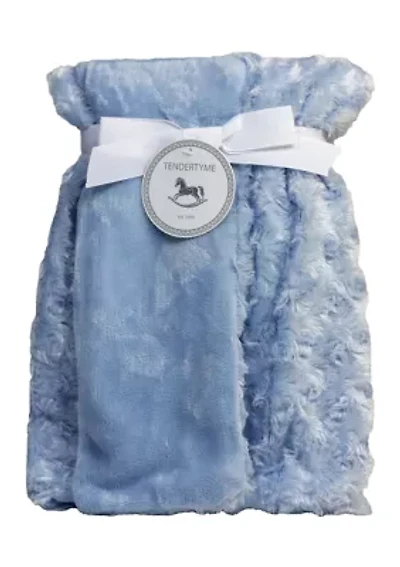 Baby Boys Curly Plush Blanket, Blue
