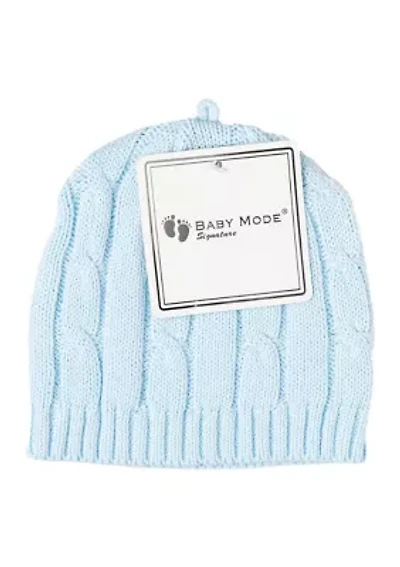 Baby Boys and Girls Cable Knit Beanie Hat, White