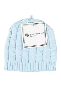 Baby Boys and Girls Cable Knit Beanie Hat, White