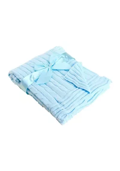 Baby Boys Cable Knit Blanket, Blue