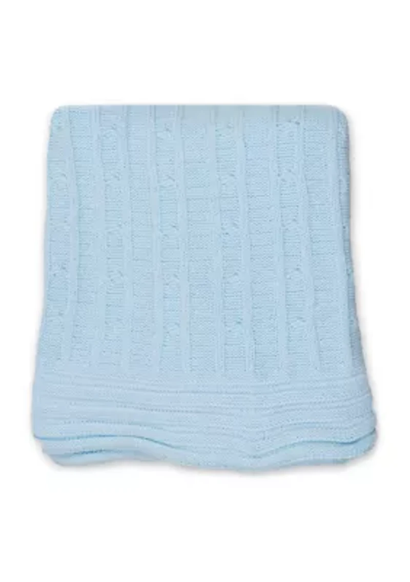 Baby Boys Cable Knit Blanket, Blue