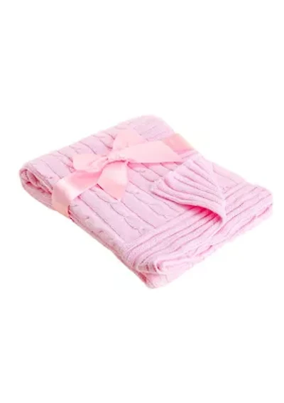 Baby Girls Pink Cable Knit Blanket