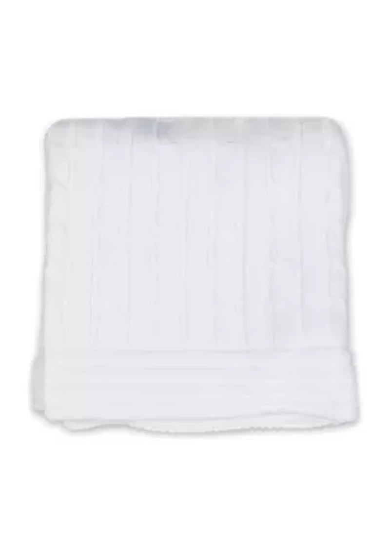 Baby White Cable Knit Blanket