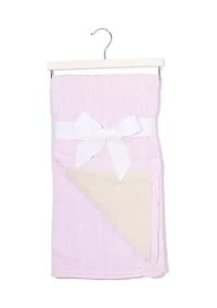 Baby Girls Cable Knit Sherpa Blanket, Pink